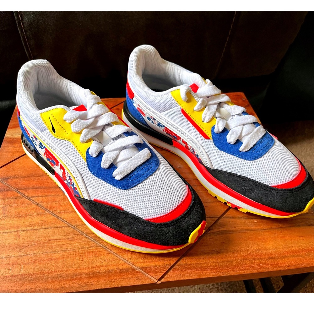 Puma City Rider Splash JR Kids Sneakers Shoes White Royal Dandelion Size 4.5 Y